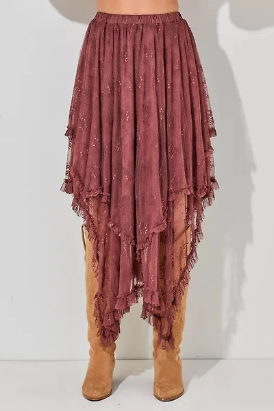 Embellished Lace Hem Skirt