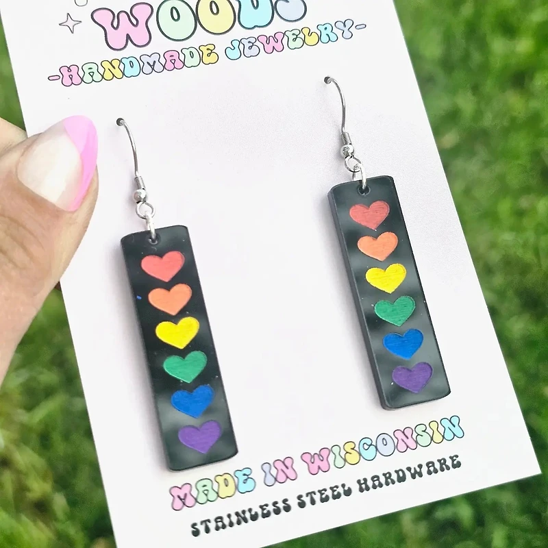 Rainbow Pride Bars On Black Acrylic