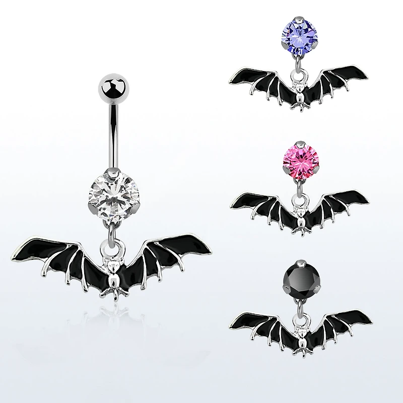 Black Bat With Gem Navel