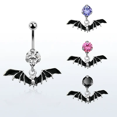 Black Bat With Gem Navel