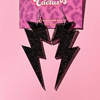 Nightclubbin- Black Glitter Lightning Bolts