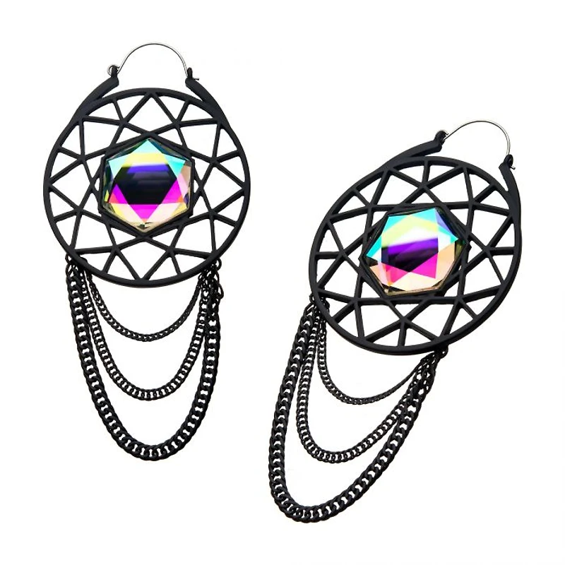 Matte Black with Gem Web Chain Plug Hangers