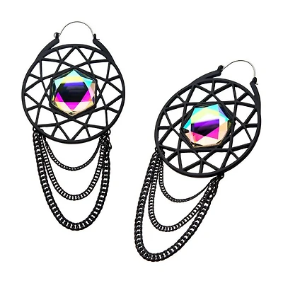 Matte Black with Gem Web Chain Plug Hangers