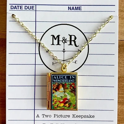 Book Locket Alice Wonderland - Rabbit Running Late