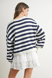 Button Front Striped Sweater
