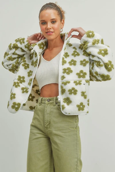 Daisy Flower Fleece Sherpa Jacket