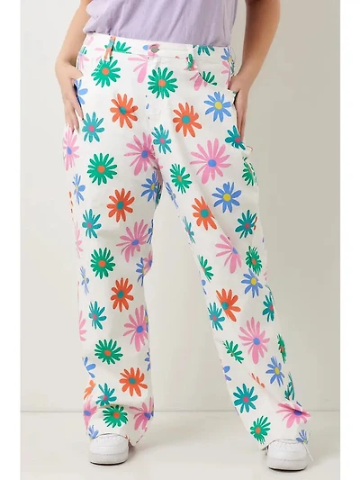 Print Stretch Denim Pant Plus