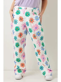 Print Stretch Denim Pant Plus