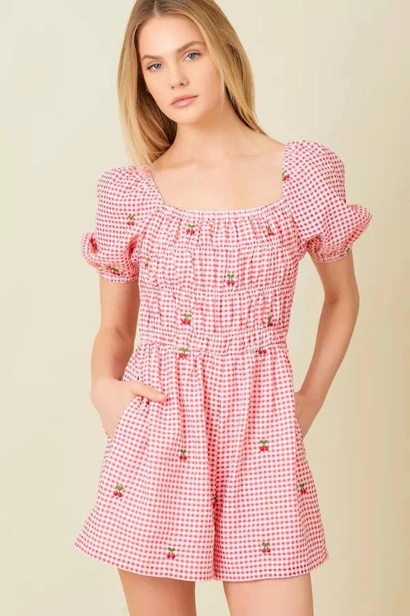 Socked Neck Shorts Romper