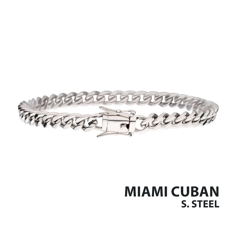 6mm Steel Miami Cuban Chain Bracelet 8"