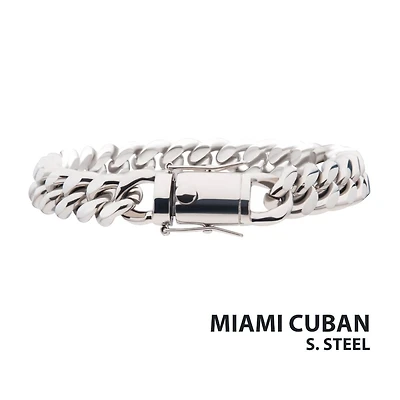 10mm Steel Miami Cuban Chain Bracelet 8"