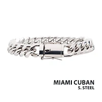 10mm Steel Miami Cuban Chain Bracelet 8"