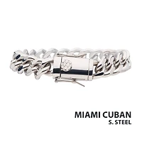 12mm Steel Miami Cuban Chain Bracelet 8"