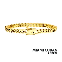 6mm 18Kt Gold IP Miami Cuban Chain Bracelet 8"