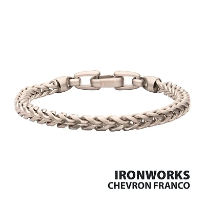 Steel Sandblast Franco Chain Bracelet 5mm 8"