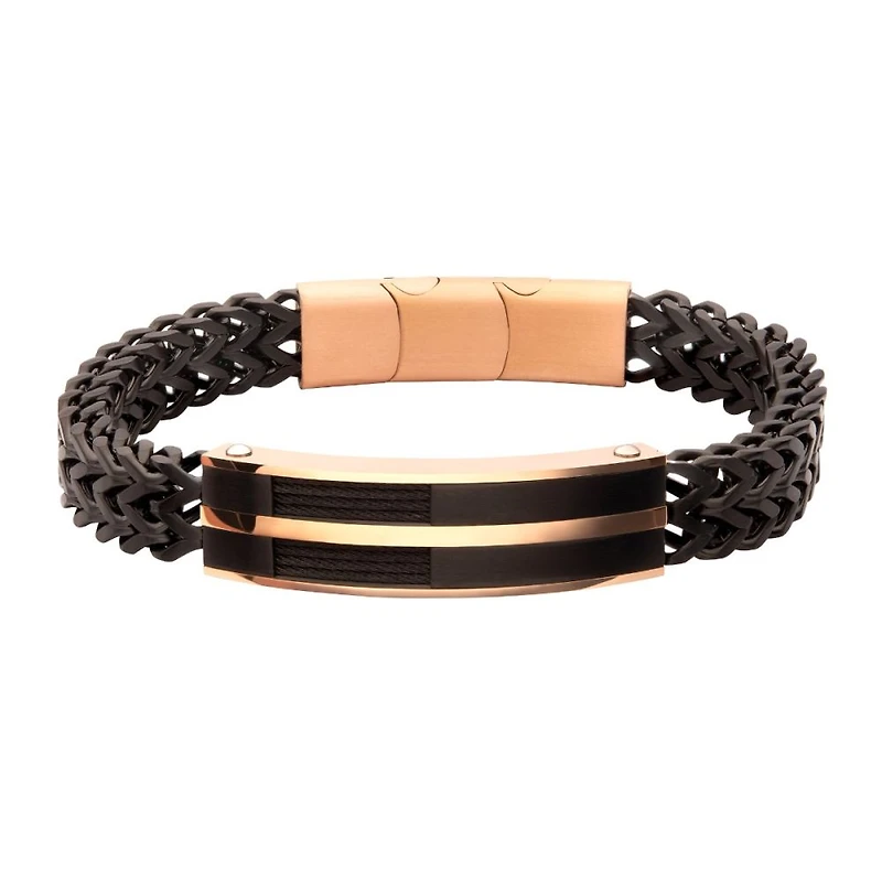 Black IP & Rose Gold Franco Bracelet 8.5"