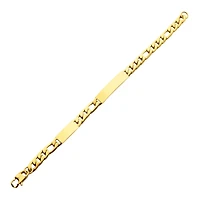 18Kt Gold IP Engravable Double ID Plate with Curb Chain Bracelet