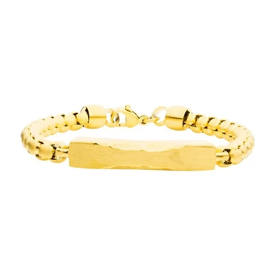 Matte Gold Plated Chiseled Engravable Chain Bracelet