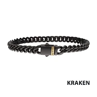 8mm Black IP Steel Matte Miami Cuban Bracelet w/ Black Sapphire