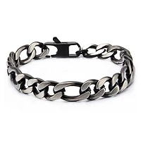Black IP Figaro Chain Bracelet 8.5"