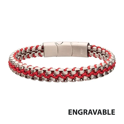 Matte Stainless Steel Box Chain & Wax Cord Bracelet