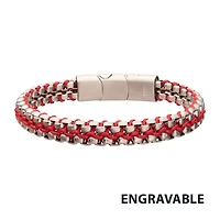 Matte Stainless Steel Box Chain & Wax Cord Bracelet