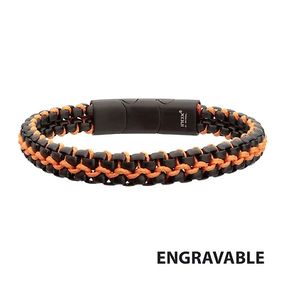 Matte IP Stainless Steel Box Chain & Wax Cord Bracelet