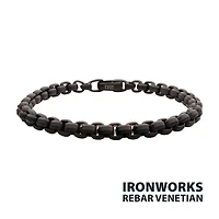 6mm Matte Finish Black IP Steel Boc Chain Bracelet 8"