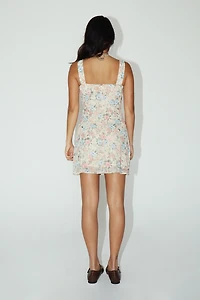 Floral Chiffon Lace Top Mini Dress