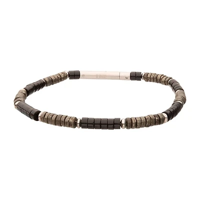 Onyx / Pyrite Heishi Bead Bracelet 7.75"