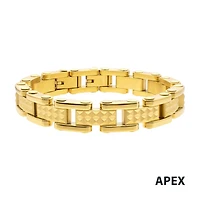 18kt Gold IP Steel Matte Finish Pyramid P{attern Link Bracelet