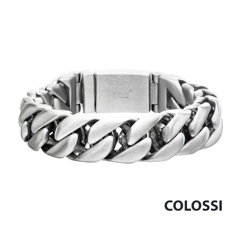 Double Layer Matte Curb Link Chain Bracelet 8.5"