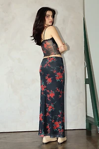 Rose Mesh Lace Trim Cami Top