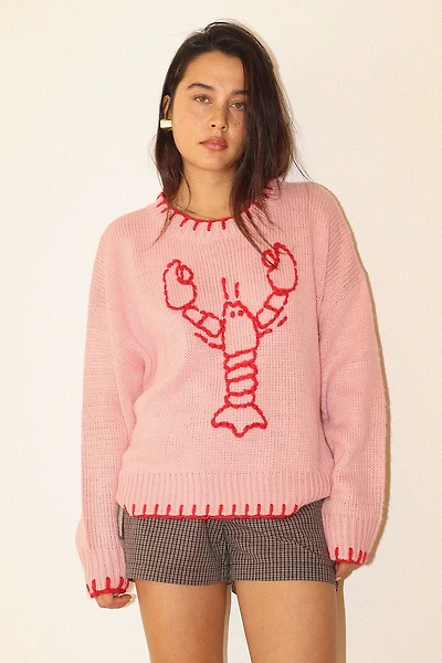 Lobster sweater with stitching hem