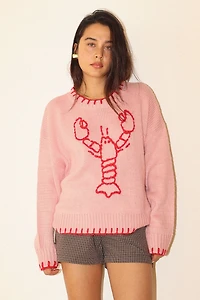 Lobster sweater with stitching hem