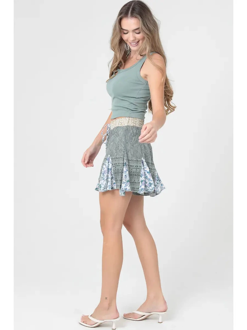 Tie Smocked Waist Printed Shorts