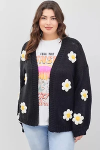Plus Knit Caridgan W Bubble Sleeve