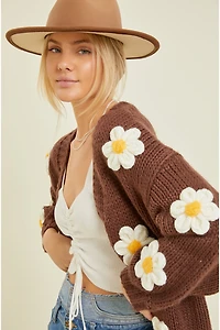 Knit Cardigan With Bubble Sleeves