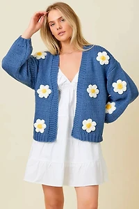Knit Cardigan W Bubble Sleeve
