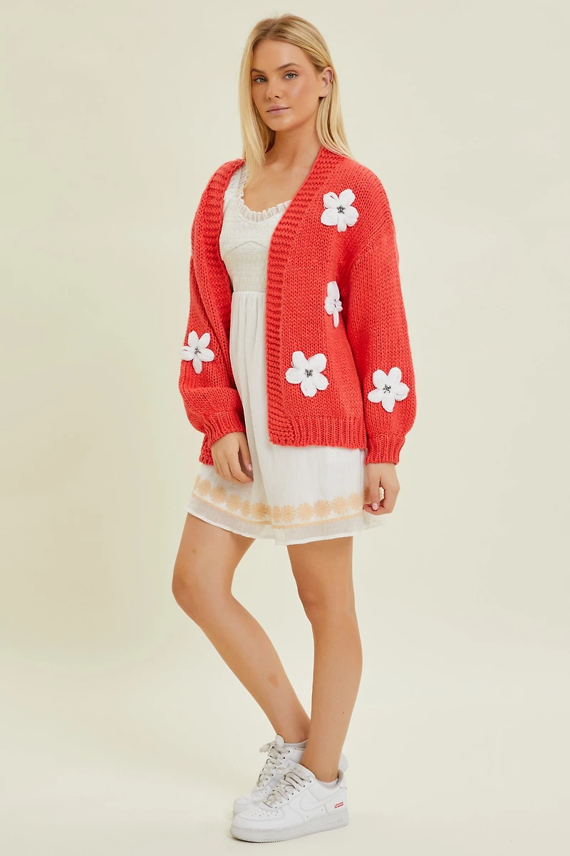 Knit Cardigan With Bubble Sleeve
