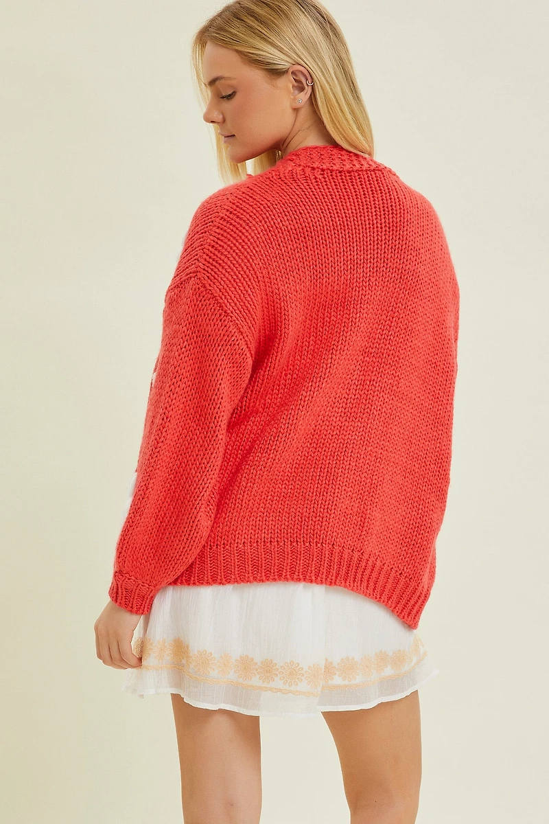 Knit Cardigan With Bubble Sleeve