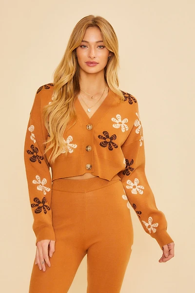 Floral Vneck Button Up Long Sleeve Top
