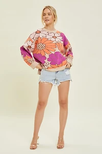 Floral Pattern Knit Sweater