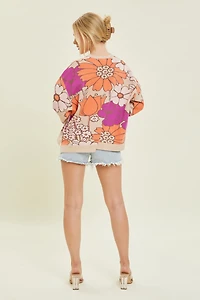 Floral Pattern Knit Sweater