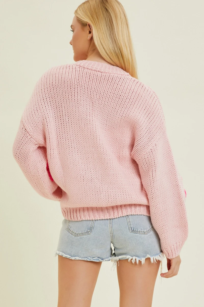 Floral Knit Cardigan Sweater