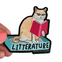 Litterature Cat Book Sticker
