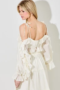 Ivory Ruffle Off The Shoulder Top