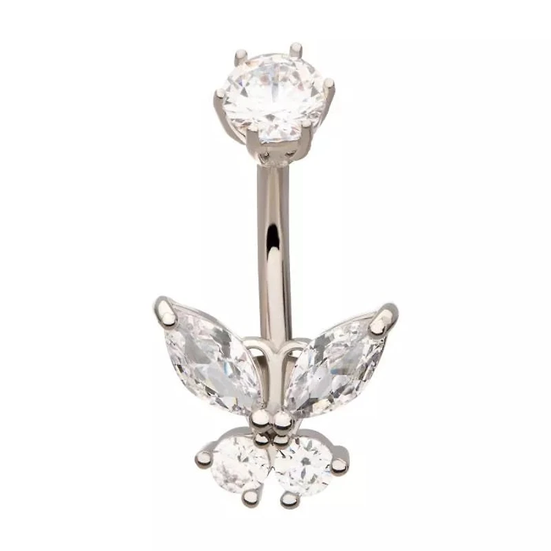 Butterfly With Marquise & Round Gems Navel