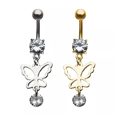 Butterfly Outline W/ Gem Dangle