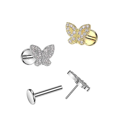 Butterfly Pave Cz Threadles Labret